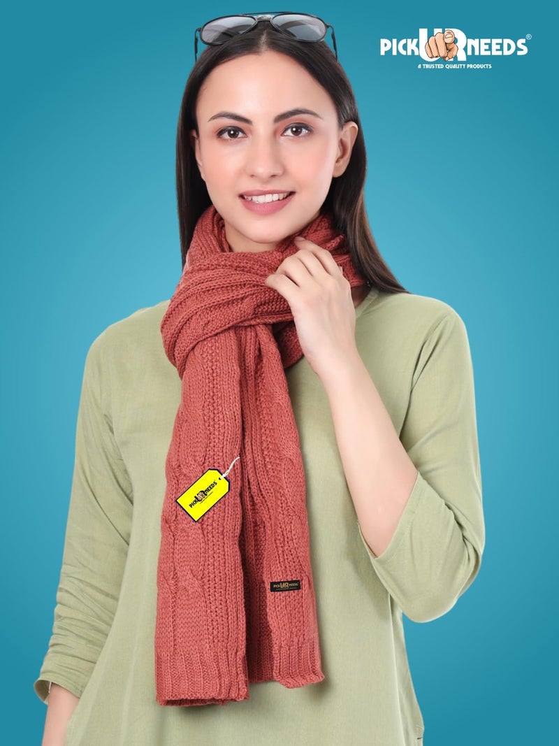 Pick Ur Needs Women’s Woolen Muffler Soft & Warm Knitted Scarf Winter Neck Wrap Premium Acrylic Wool Stylish Hand-Washable (Red) - Image 5
