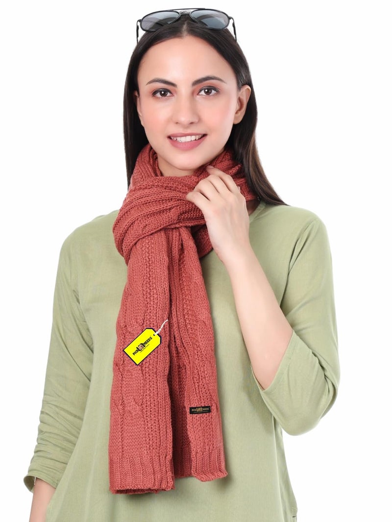 Pick Ur Needs Women’s Woolen Muffler Soft & Warm Knitted Scarf Winter Neck Wrap Premium Acrylic Wool Stylish Hand-Washable (Red) - Image 1