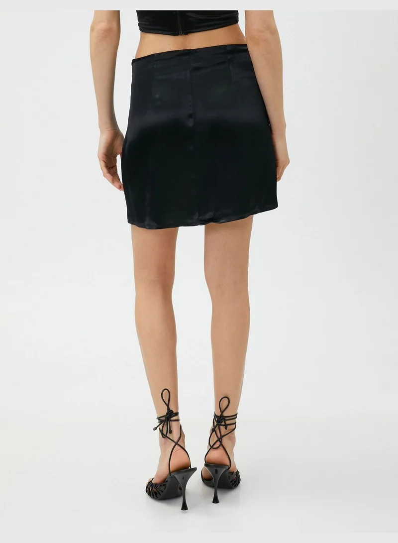 كوتون Satin Button Detail Mini Skirt