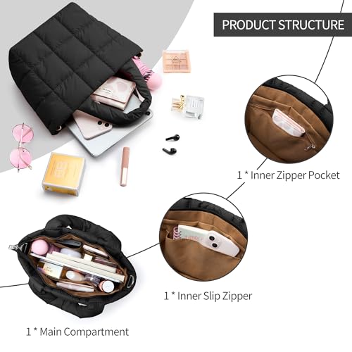 KALIDI FANCY FOREST KALIDI Quilted Tote Bag Small Puffer Crossbody Bag for Women Lightweight Nylon Puffy Shoulder Handbag with Adjustable Strap - Image 4