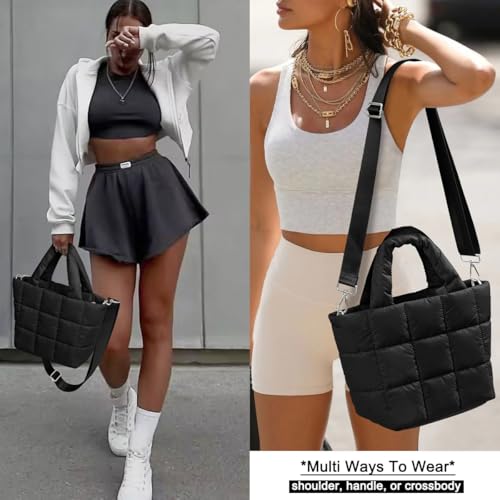 KALIDI FANCY FOREST KALIDI Quilted Tote Bag Small Puffer Crossbody Bag for Women Lightweight Nylon Puffy Shoulder Handbag with Adjustable Strap - Image 2
