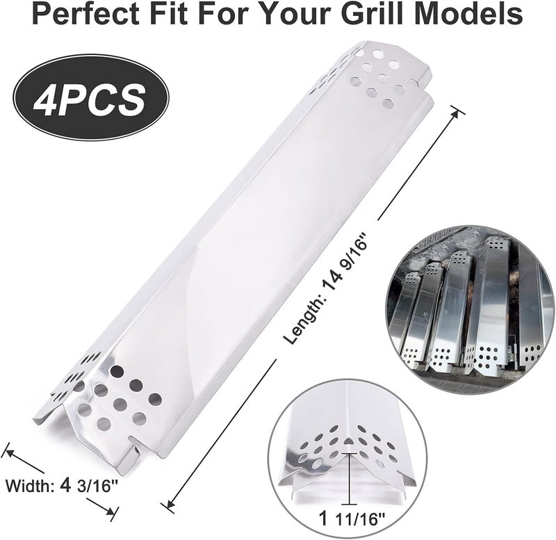 Criditpid Grill Heat Plate Parts for Home Depot Nexgrill 720-0830H, 720-0888N, 720-0888, 720-0864, 720-0896B, Stainless Steel Grill Heat Tent, Burner Cover, Flame Tamer for 4 Burner Members Mark 720-0830G - Image 2