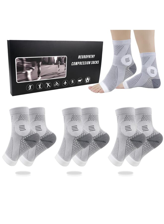 3 PCS Socks for Women Men, Ankle Sleeves Protection Elastic Socks,Soothe Socks for Neuropathy Pain,Anti Fatigue Compression Foot Sleeve Brace Socks L - Image 1