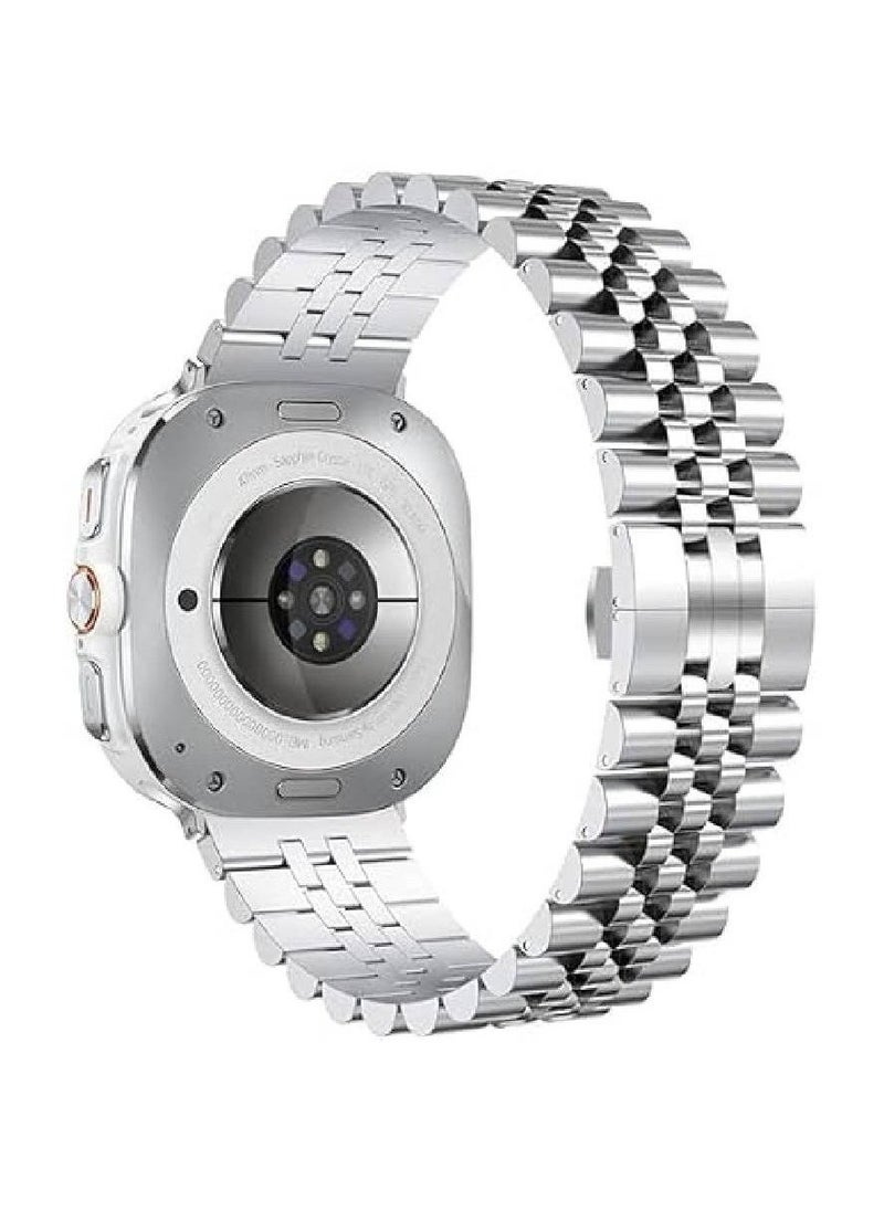 Stainless Steel Replacement Band for Samsung Galaxy Watch 7 Ultra 47mm – Stylish Metal Strap for Men  Women (silver) - Image 1