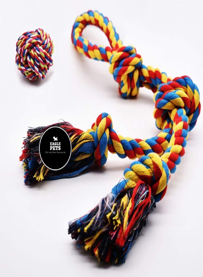 Eagle Pets Pack of 2 Dog Rope Toy for Puppies Aggressive Chewers Indestructible Dog Rope for Puppy Small Medium Dogs Tug of War Dog Toy Teeth Cleaning with 4 Knots (Color May Vary) - Image 1