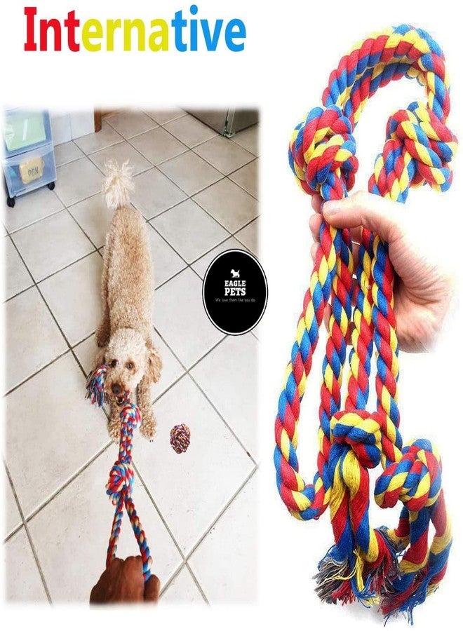 Eagle Pets Pack of 2 Dog Rope Toy for Puppies Aggressive Chewers Indestructible Dog Rope for Puppy Small Medium Dogs Tug of War Dog Toy Teeth Cleaning with 4 Knots (Color May Vary) - Image 3