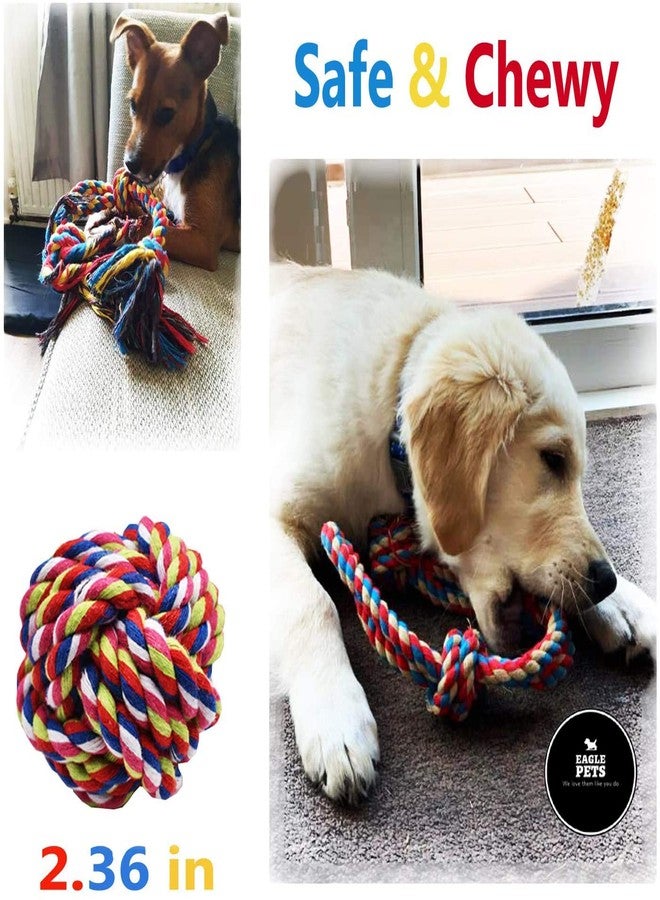 Eagle Pets Pack of 2 Dog Rope Toy for Puppies Aggressive Chewers Indestructible Dog Rope for Puppy Small Medium Dogs Tug of War Dog Toy Teeth Cleaning with 4 Knots (Color May Vary) - Image 4
