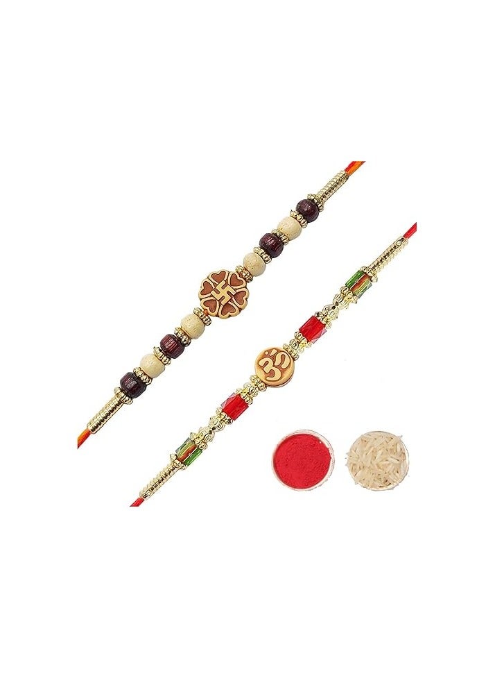 YouBella Rakhi for Brother and Bhabhi Rakhi Set of 2 Jewellery Bracelet Rakhi Combo for Brother, Rakhi Gift for Bhaiyya/Bhai Rakhi with Roli Chawal - Image 1