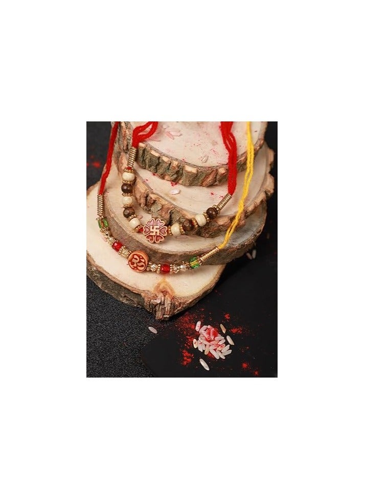 YouBella Rakhi for Brother and Bhabhi Rakhi Set of 2 Jewellery Bracelet Rakhi Combo for Brother, Rakhi Gift for Bhaiyya/Bhai Rakhi with Roli Chawal - Image 3