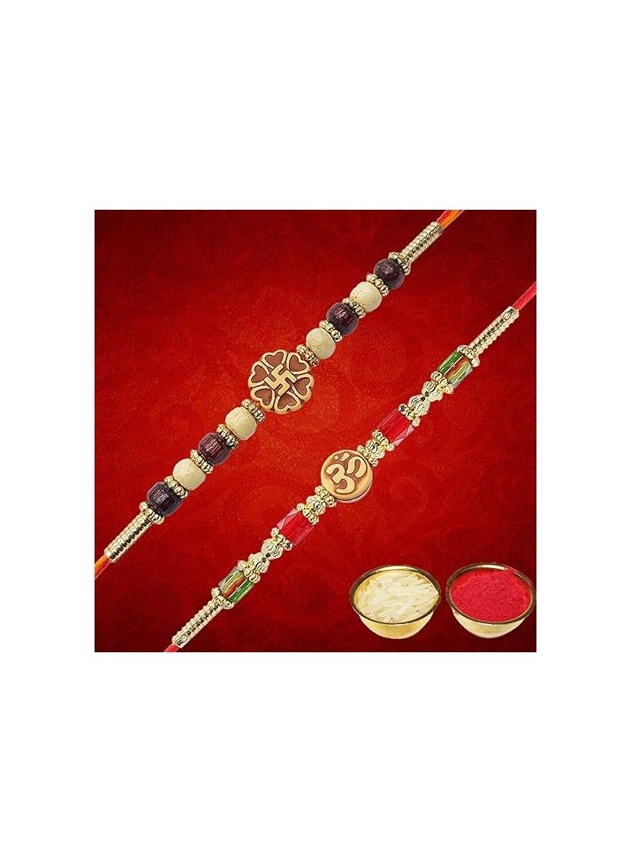 YouBella Rakhi for Brother and Bhabhi Rakhi Set of 2 Jewellery Bracelet Rakhi Combo for Brother, Rakhi Gift for Bhaiyya/Bhai Rakhi with Roli Chawal - Image 4