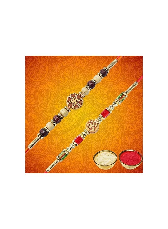 YouBella Rakhi for Brother and Bhabhi Rakhi Set of 2 Jewellery Bracelet Rakhi Combo for Brother, Rakhi Gift for Bhaiyya/Bhai Rakhi with Roli Chawal - Image 5