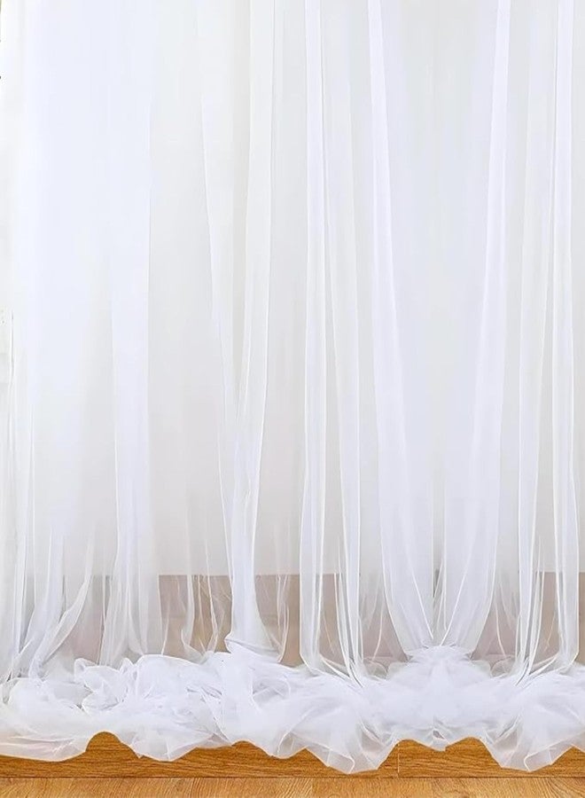 1iAM 2pcs White Decoration Net - Large Size, Stitched with Ribbon, Nylon Made, Reusable, Soft, Wrinkled Free, 8.5x5ft Each, Backdrop Net for Birthday, Anniversary, Wedding, Haldi Party Decorations - Image 1