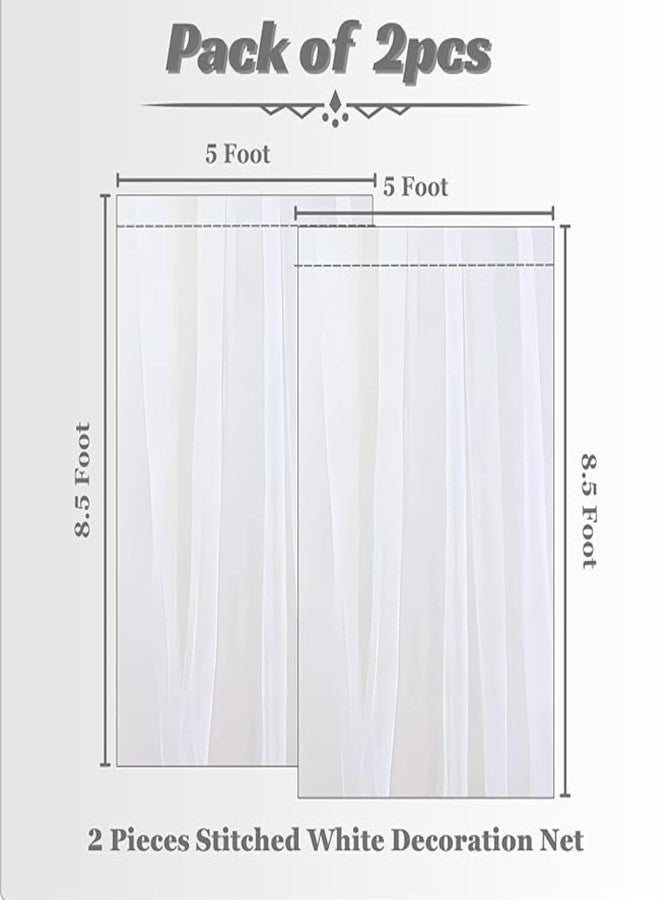 1iAM 2pcs White Decoration Net - Large Size, Stitched with Ribbon, Nylon Made, Reusable, Soft, Wrinkled Free, 8.5x5ft Each, Backdrop Net for Birthday, Anniversary, Wedding, Haldi Party Decorations - Image 2