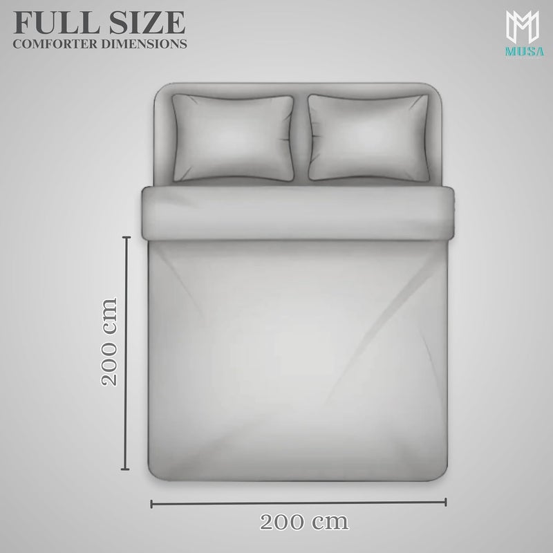 لحاف سرير فاخر MUSA MUSA® لغرف النوم وغرف السكن، مقاوم للبهتان، خالٍ من التجاعيد وقابل للغسيل، لحاف دوفي مريح مع قطن 300 خيط وحشو بديل للريش (أسود/رمادي، 220 × 260 سم) - Image 2