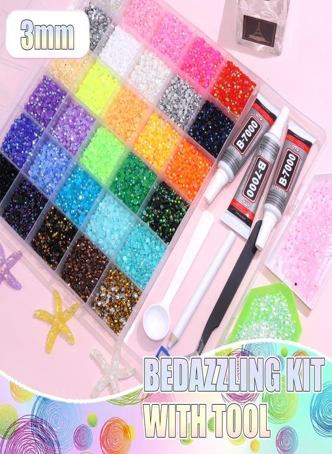 BELICEY 30000Pcs Resin Jelly Rhinestones for Bedazzling 3MM AB Colorful Bedazzled Kit with Tool Flatback Gem for Diamond Art for DIY Craft Book Clothing Shoes Makeup Nail Art - Image 2