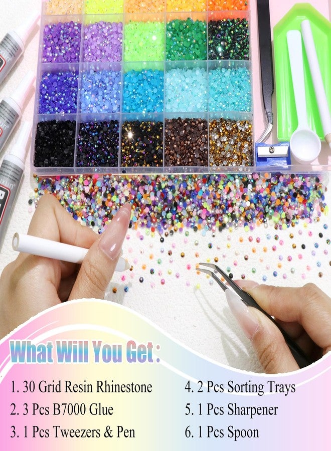 BELICEY 30000Pcs Resin Jelly Rhinestones for Bedazzling 3MM AB Colorful Bedazzled Kit with Tool Flatback Gem for Diamond Art for DIY Craft Book Clothing Shoes Makeup Nail Art - Image 4