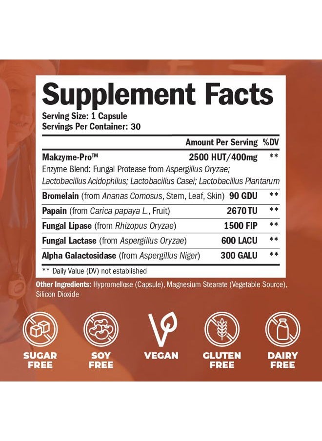 Vimerson Health - Digestive Enzymes - Probiotic Multi Enzyme (Enzimas Digestivas) - Digestive Supplements with Unique Makzyme-Pro Formula - Advanced Enzymes for Digestion, Bowel Movements & Nutrient Absorption. 60 Caps - Image 1