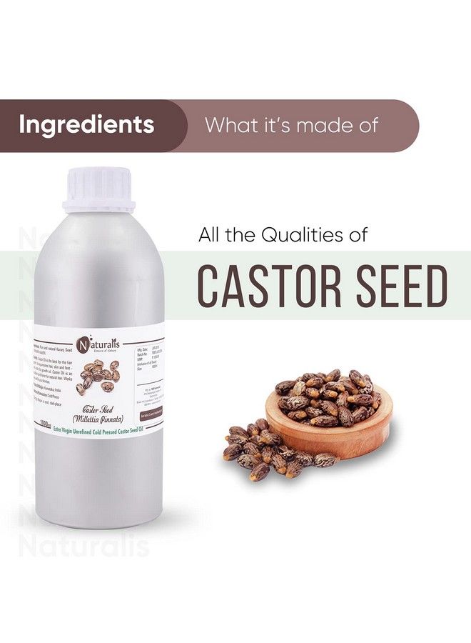 Naturalis Essence Of Nature Extra Virgin Cold Pressed Unrefined Castor Oil For Hair Growth Skin Care Moisturizing Dry Skin Nails 1000Ml - Image 3