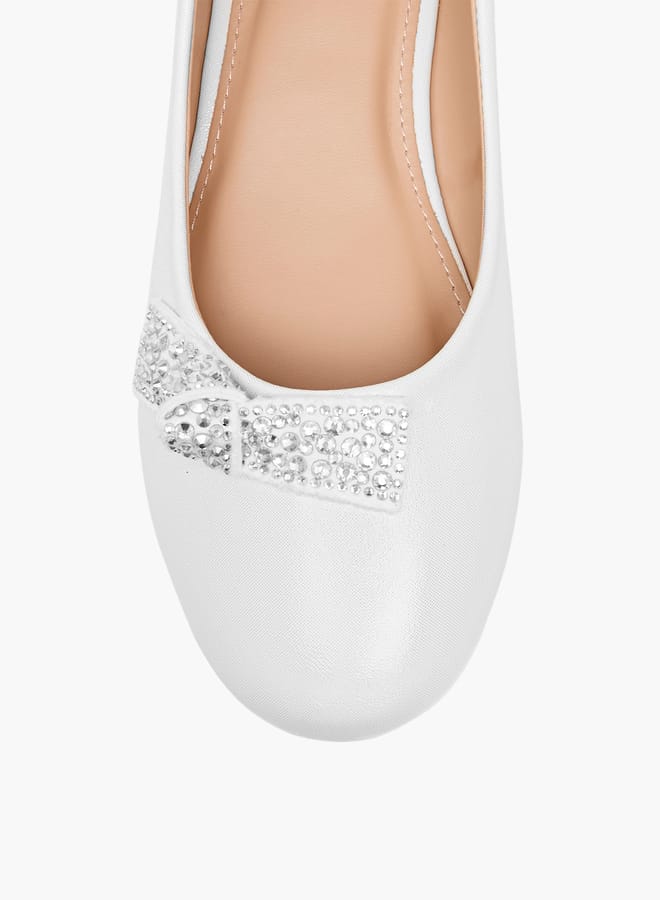 سيليست حذاء باليرينا نسائي سهل الارتداء بتفاصيل فيونكة مرصعة - Image 4