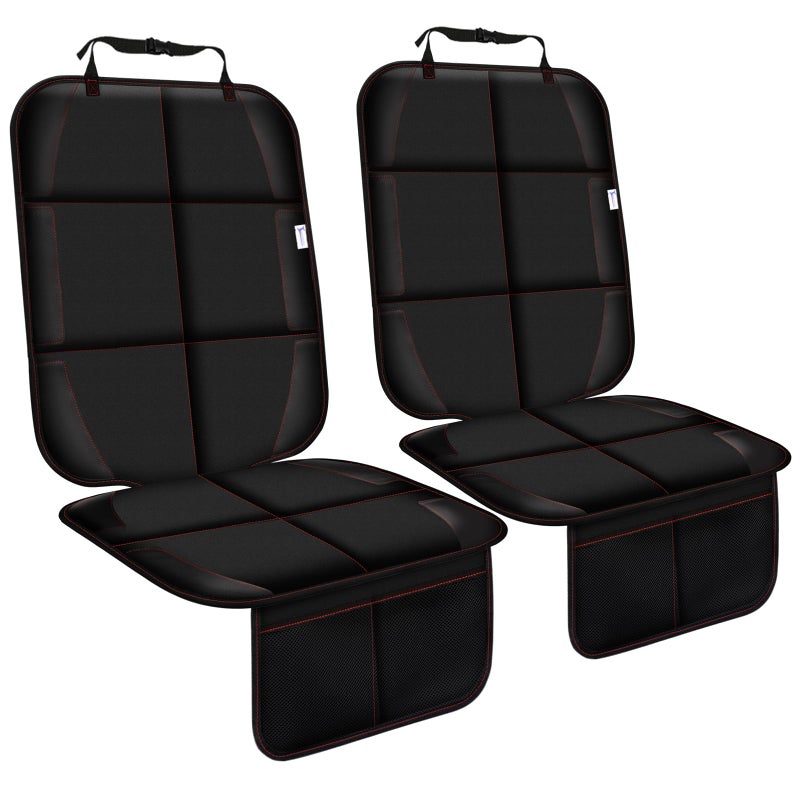 Gowhalle Car Seat Protector, Non-Slip Rubber Padded Backing Seat Protector for Child Seats, Waterproof Thickest Padding Car Seat Protector Under Baby Seat - No Imprint (Red-2pcs) - Image 1