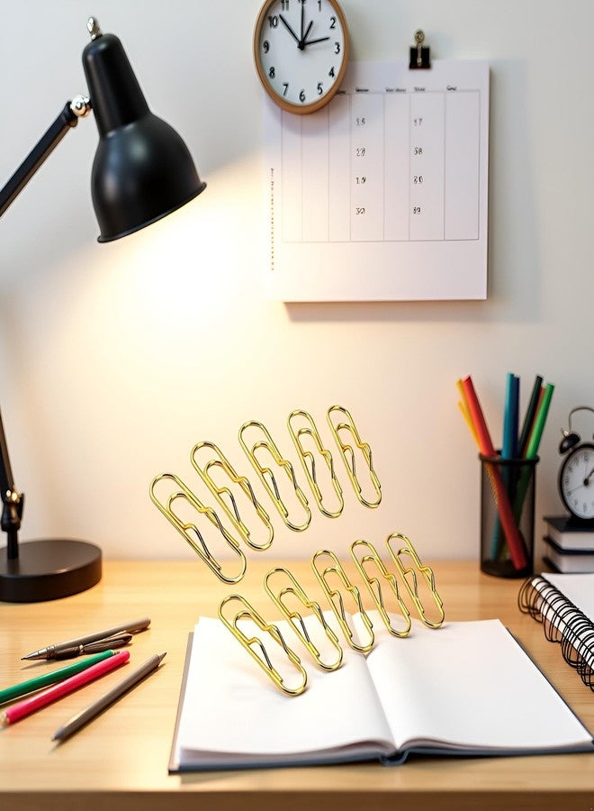 GANPUB 10Pcs Gold Metal Pen Clips, Multi Function Pen Holder Clips Bookmarks for Notebooks, Paper Clip Stationery Tool, Pencil Holders - Image 5