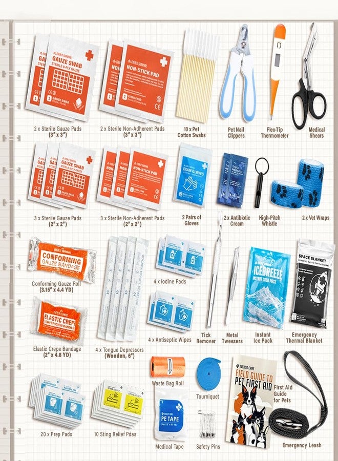 EVERLIT CARE EVERLIT Pet Medic First Aid Kit | 95 Pcs Vet-Approved Medical, Outdoor & Emergency Supplies for Dogs, Cats, Animal Care | Travel-Friendly Compact Bag for Home, Car and Travel (Guardian Orange) - Image 2