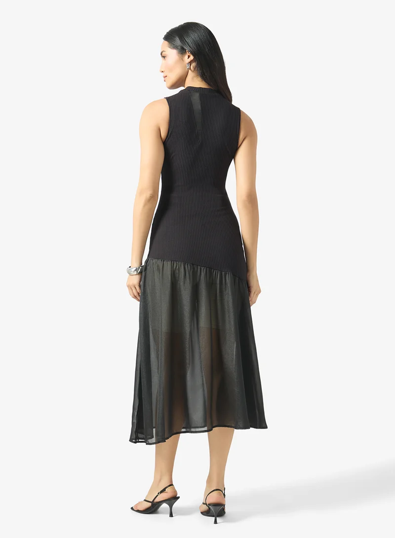 Ella Shift Dress With Sheer Hem