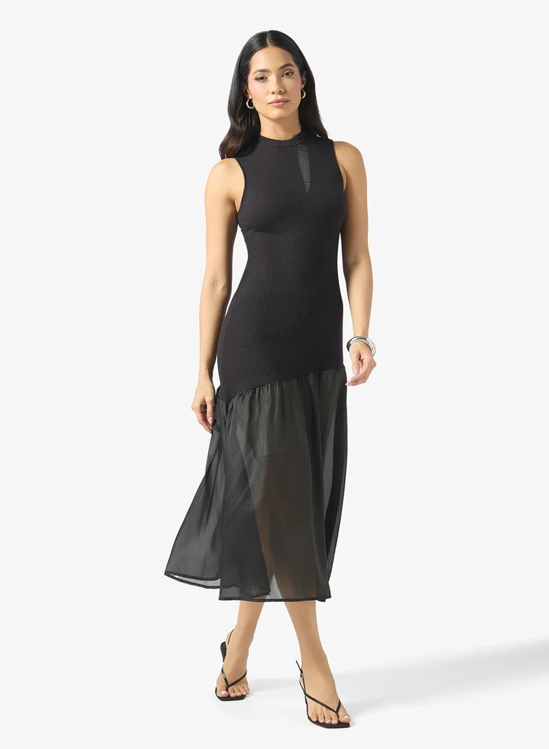 Ella Shift Dress With Sheer Hem