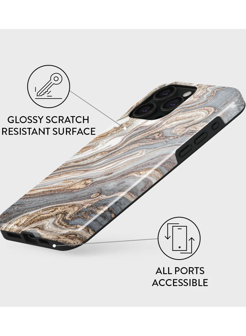 BURGA iPhone 15 Pro  Case, 2 Piece Hard Shell + TPU Silicone Interior, Shock Absorption, All Port Accessible, Raised Bezel For Screen & Camera Protection, Never Fading HQ Print, Gentle Wind
