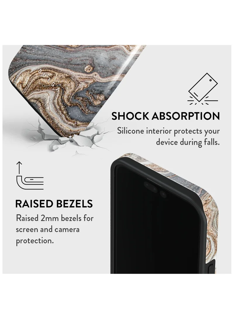 BURGA iPhone 15 Pro  Case, 2 Piece Hard Shell + TPU Silicone Interior, Shock Absorption, All Port Accessible, Raised Bezel For Screen & Camera Protection, Never Fading HQ Print, Gentle Wind