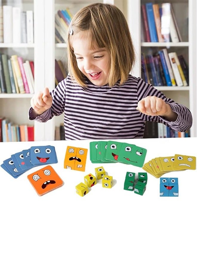 لعبة مكعب خشبي متغير الوجه، لعبة ألغاز مطابقة المكعبات، لعبة بناء، ألعاب تدريب تعليمية منطقية، هدية عيد ميلاد، ألعاب تعليم مونتيسوري - Image 3