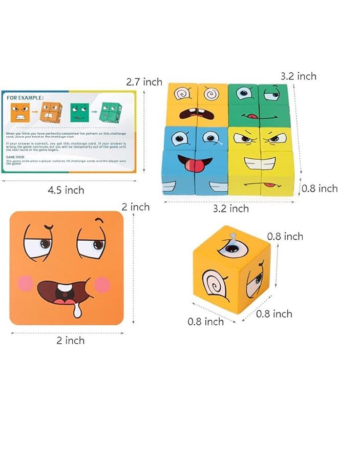 لعبة مكعب خشبي متغير الوجه، لعبة ألغاز مطابقة المكعبات، لعبة بناء، ألعاب تدريب تعليمية منطقية، هدية عيد ميلاد، ألعاب تعليم مونتيسوري - Image 2