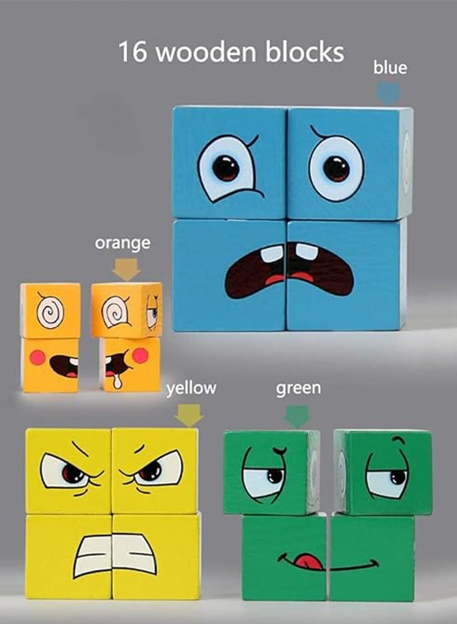لعبة مكعب خشبي متغير الوجه، لعبة ألغاز مطابقة المكعبات، لعبة بناء، ألعاب تدريب تعليمية منطقية، هدية عيد ميلاد، ألعاب تعليم مونتيسوري - Image 4
