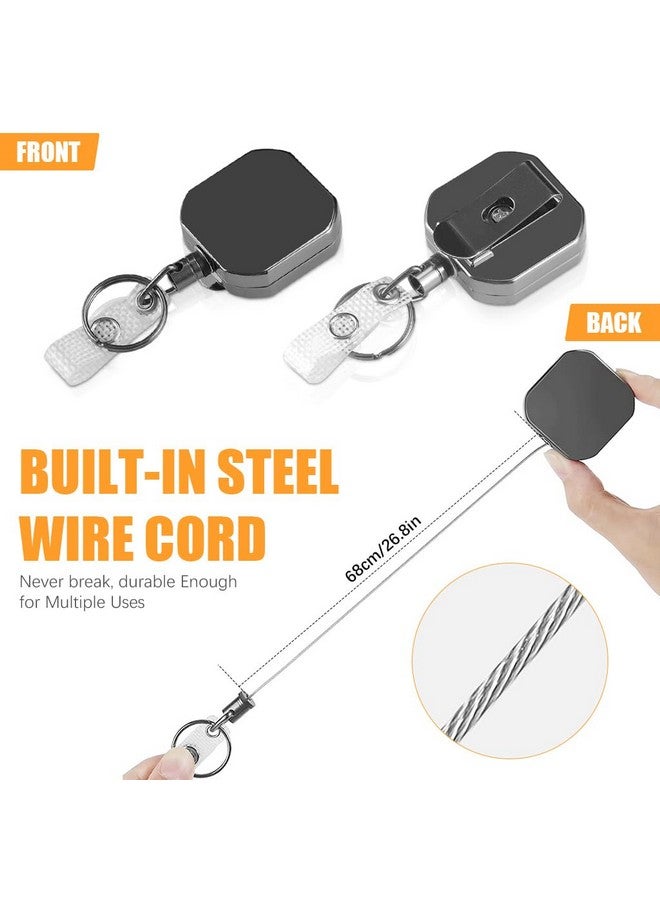 ZORBES¬Æ Retractable Id Card Holder, Keychain Badge Holder, Zinc Alloy Metal Carabiner Keychain 26.7 inches Retractable Steel Wire Reel Design Utility Carabiner Keyring for Keys, Badge, Cards - Image 3