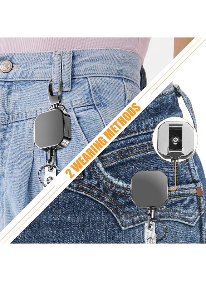 ZORBES¬Æ Retractable Id Card Holder, Keychain Badge Holder, Zinc Alloy Metal Carabiner Keychain 26.7 inches Retractable Steel Wire Reel Design Utility Carabiner Keyring for Keys, Badge, Cards - Image 4