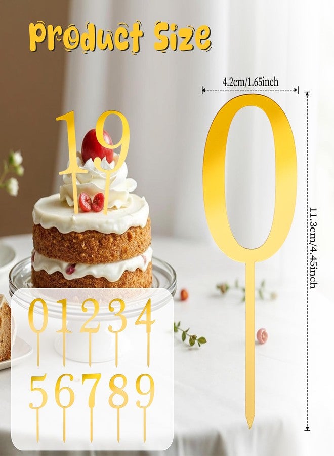 Ymapinc 0-9 Numbers Cake Topper, Ymapinc 10 Pcs Acrylic Cake Topper Numbers for Gold Happy Birthday Christmas Wedding Party Anniversary DIY Supplies Set - Image 2