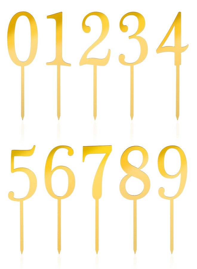 Ymapinc 0-9 Numbers Cake Topper, Ymapinc 10 Pcs Acrylic Cake Topper Numbers for Gold Happy Birthday Christmas Wedding Party Anniversary DIY Supplies Set - Image 1