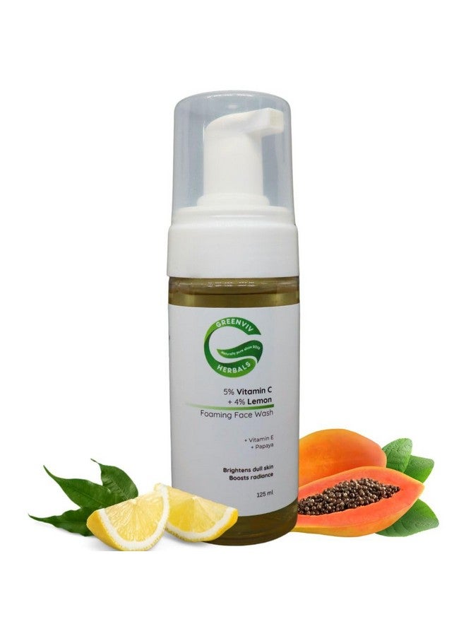 Greenviv 5% Vitamin C + 4% Lemon Skin-Brightening Foaming Face Wash | Brightens, Energizes & Reduces Dark Spots for a Radiant Glow | 125ml - Image 1