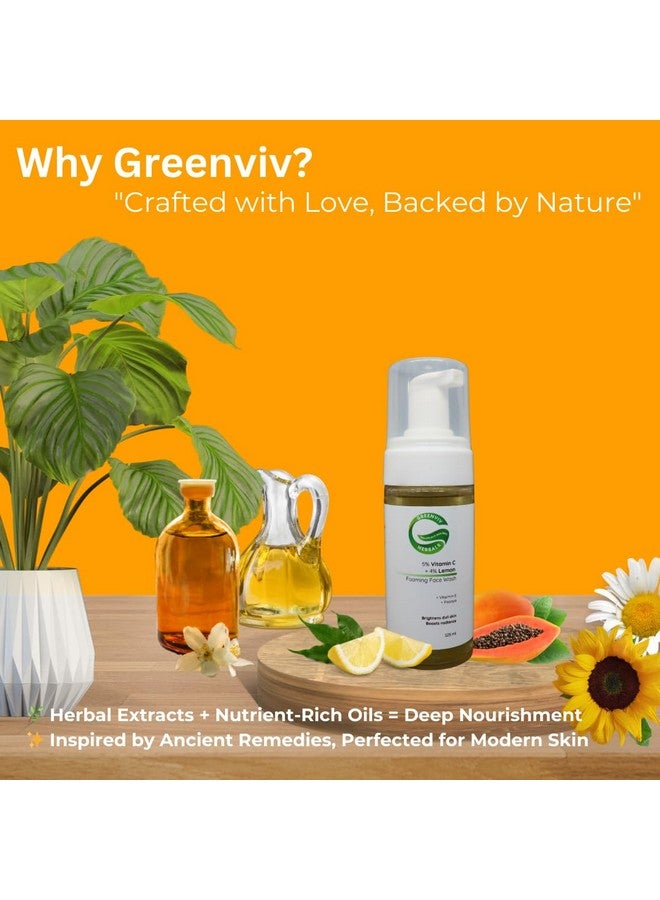 Greenviv 5% Vitamin C + 4% Lemon Skin-Brightening Foaming Face Wash | Brightens, Energizes & Reduces Dark Spots for a Radiant Glow | 125ml - Image 4