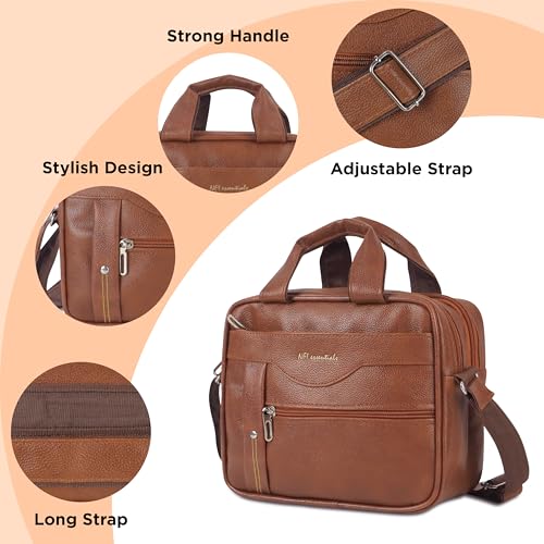 NFI essentials Leather Sling Bag for Men Crossbody Hand Bag Chest Sling Bag Side Shoulder Bag Stylish Travel Leather Slings Corporate Gift Item Passport Sling Messenger Office Side Bag - Image 3