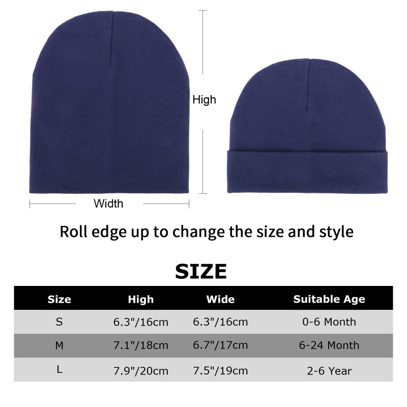 DRESHOW BQUBO 6 Pack Baby Hats for Boys Girls Unisex Baby Beanie Hat Soft Cute Knit Cap Nursery Beanie for Newborn Infant Toddler Kid - Image 5