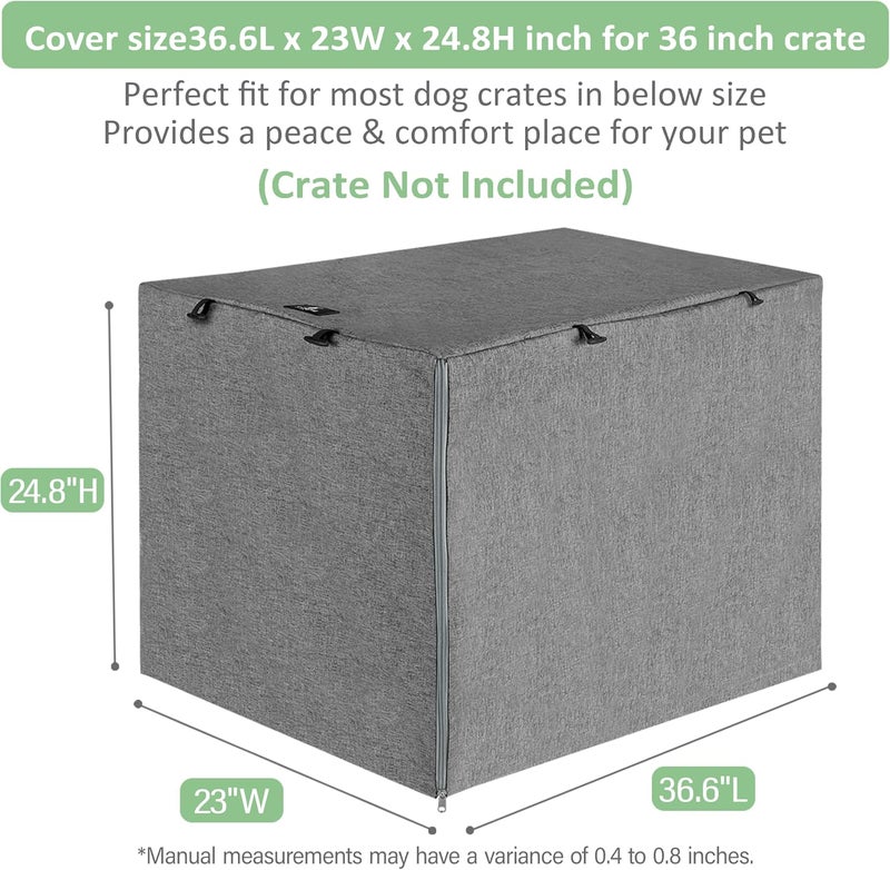 X-ZONE PET Double Door Dog Crate Cover - Polyester Pet Kennel Cover (Fits 24 30 36 42 48 inches Wire Crate) (36 Inch, Grey) - Image 3
