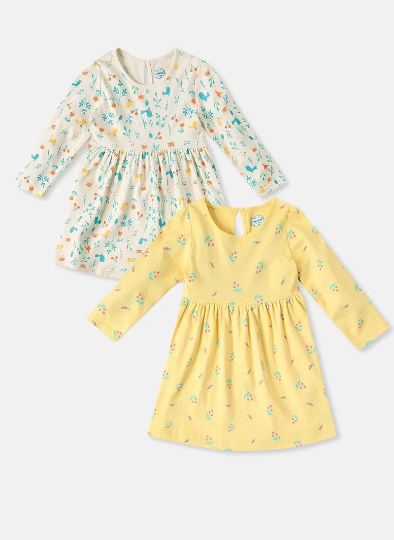 نوتيناتي Nautinati Infants All Over Print Soft Cotton Pack of 2 Frocks