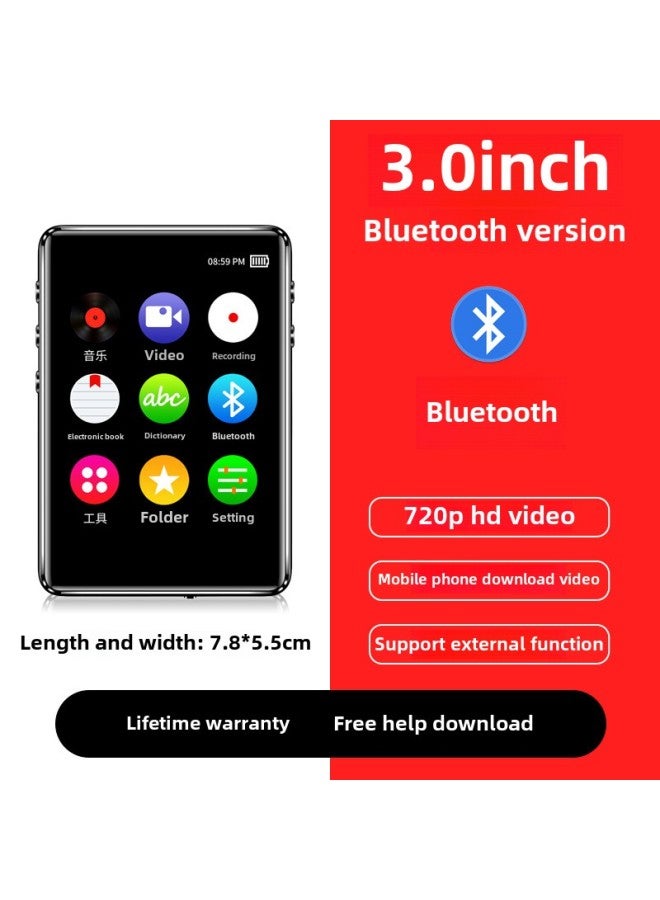 Mp4 Player P4 Full Large Screen Mp6 Music Video Mp3 Walkman Bluetooth Mp5mp7 Reading Novels-Body Color:3.0inch Touch Screen [supports Bluetooth + Full Video Grid + External Play]-Memory Capacity:64g [including 30 Movies + 300 Novels + 300 Songs] (can Be Downloaded Specified)  - Image 1