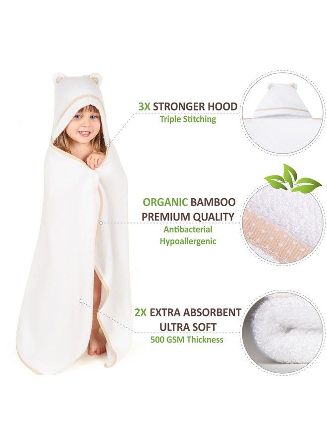 Warm Cuddles Premium Toddler Towel With Hood ; Organic Bamboo Toddler Hooded Bath Towel ; Large Hooded Towel For Toddler Newborn Infant Boy Girl ; Newborn Towel (White)  - Image 3