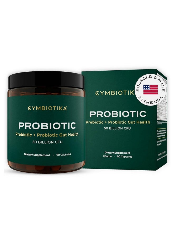 CYMBIOTIKA Probiotic + Prebiotic Gut Health Supplement for Women & Men, Supplements for Immune Support, Digestive Health, & Gut Balance, Contains Probiotics & Prebiotics, 50 Billion CFU, 90 Capsules - Image 1