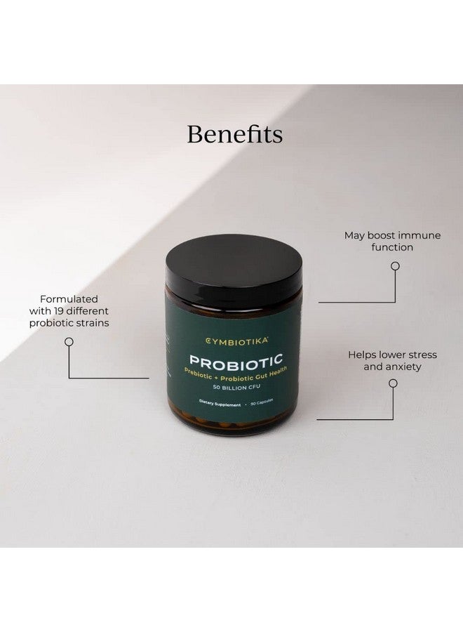 CYMBIOTIKA Probiotic + Prebiotic Gut Health Supplement for Women & Men, Supplements for Immune Support, Digestive Health, & Gut Balance, Contains Probiotics & Prebiotics, 50 Billion CFU, 90 Capsules - Image 2