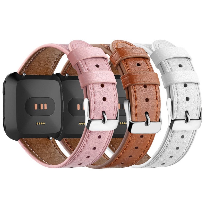 Fitbit Versa 2/Versa Round Tail Leather Strap Versa Lite Head Layer Cowhide Printed Wristlet Strap - Image 2