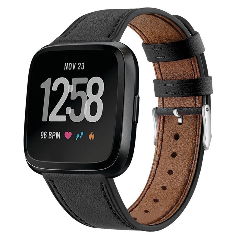 Fitbit Versa 2/Versa Round Tail Leather Strap Versa Lite Head Layer Cowhide Printed Wristlet Strap - Image 4