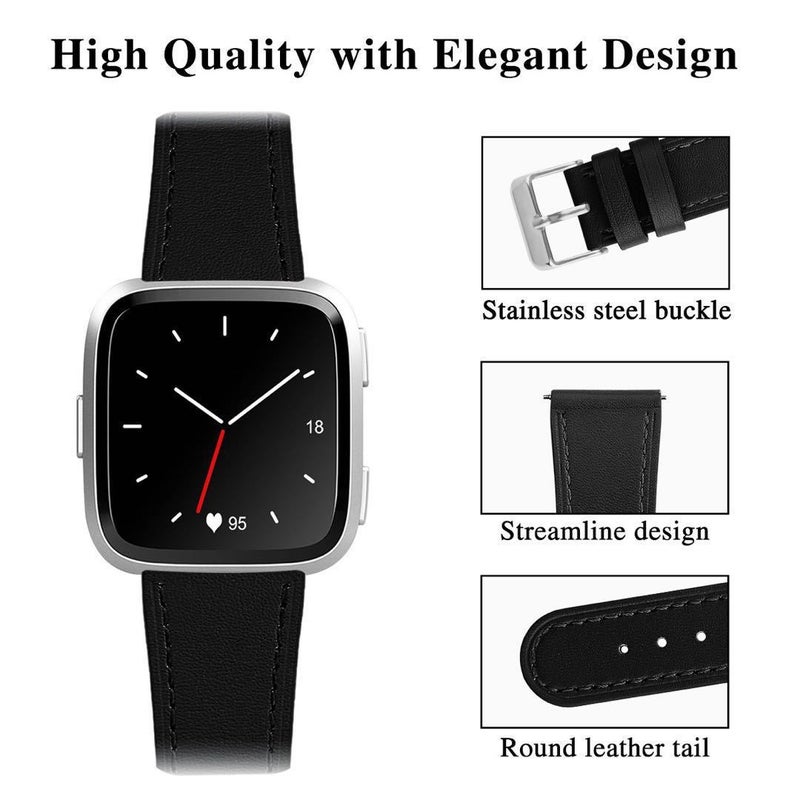 Fitbit Versa 2/Versa Round Tail Leather Strap Versa Lite Head Layer Cowhide Printed Wristlet Strap - Image 5